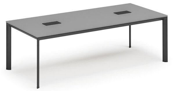 Rokovací stôl PRIMO INVITATION, 240x120 cm, sivá + 2x stolná zásuvka TYP II, čierna