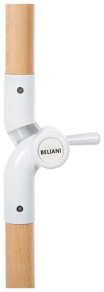 Záhradný slnečník čierna biela polyester tyč z bukového dreva ⌀ 150 cm okrúhly nastaviteľný UV odolný retro štýl exteriér