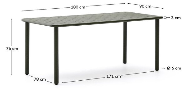 Oceľový záhradný jedálenský stôl 90x180 cm Brai – Kave Home