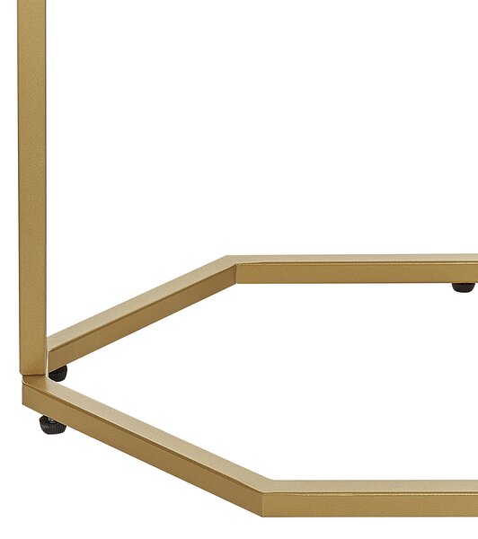 Konzolový stolík biely mramorový efekt a zlatá MDF práškovo lakované železo 100 x 30 cm obdĺžnikový glamour moderný štýl