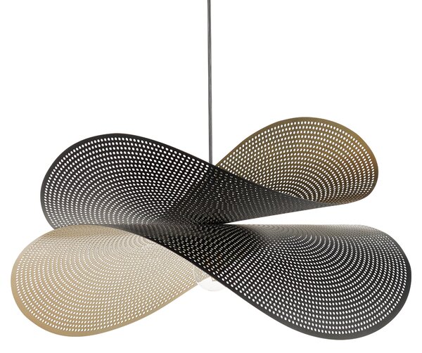 Závesná lampa čierna zlatá železo kov zaoblené perforované tienidlo nepravidelný tvar moderný glamour štýl obývačka jedáleň