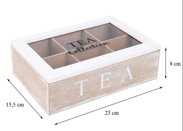 Drevený organizér na čaj Tea Collection, 23x15,5x8 cm