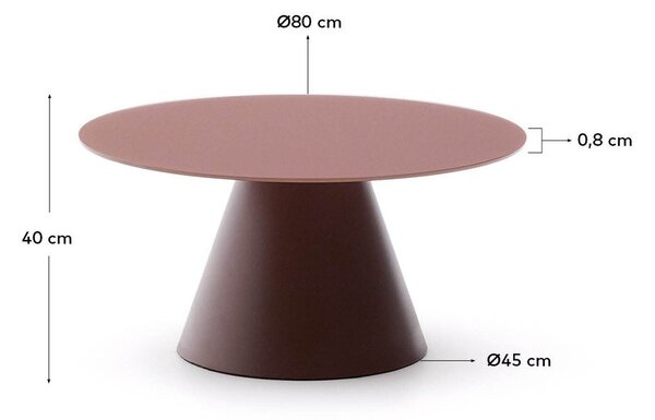 Okrúhly konferenčný stolík so sklenenou doskou v terakotovej farbe ø 80 cm Wilshire – Kave Home