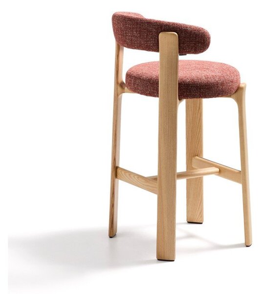 Barová stolička z jaseňového dreva v terakotovej farbe/v svetlo prírodnej farbe (výška sedadla 75 cm) Granite – Kave Home