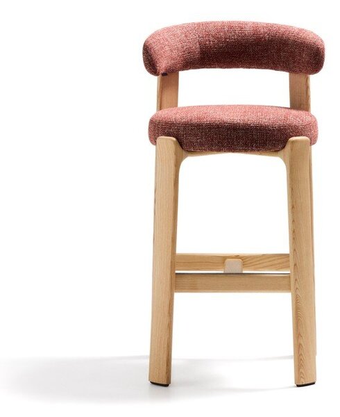 Barová stolička z jaseňového dreva v terakotovej farbe/v svetlo prírodnej farbe (výška sedadla 75 cm) Granite – Kave Home