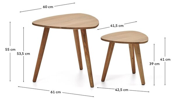 Odkladacie stolíky v súprave 2 ks z masívu akácie 60x61 cm Duvani – Kave Home
