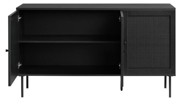 Čierna nízka komoda v dekore duba 140x80 cm Pensacola – Unique Furniture