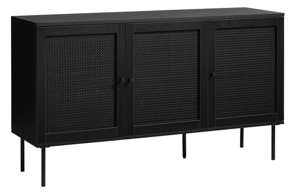 Čierna nízka komoda v dekore duba 140x80 cm Pensacola – Unique Furniture