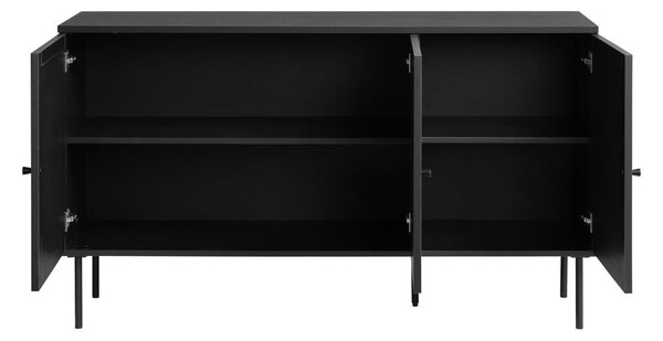 Čierna nízka komoda v dekore duba 140x80 cm Pensacola – Unique Furniture