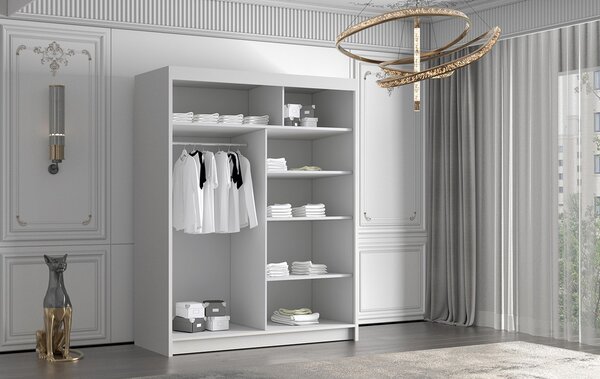 Šatníková skriňa FLAVIO IV 150 cm - biela/čierna