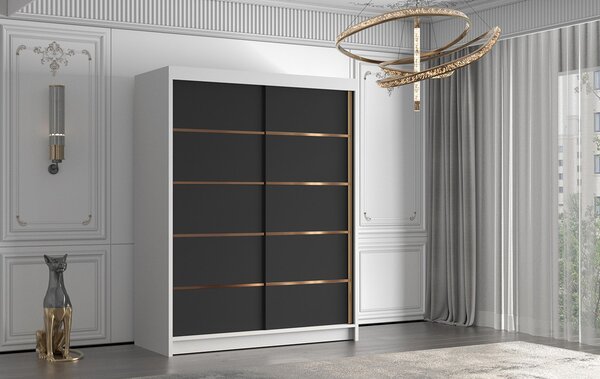 Šatníková skriňa FLAVIO IV 150 cm - biela/čierna