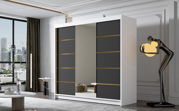 Šatníková skriňa EVO VI 200 cm - biela/čierna