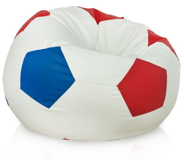 Sedací vak Futbal červený / modrý, ekokoža