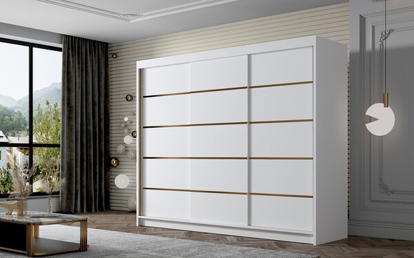 Šatníková skriňa AMBER VII 250 cm - biela
