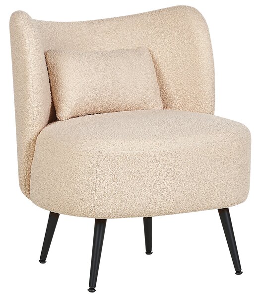 Kreslo béžová buklé čalúnenie čierne nohy zaoblené operadlo retro glamour art deco štýl obývačka spálňa