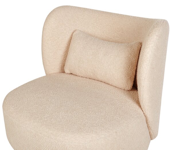 Kreslo béžová buklé čalúnenie čierne nohy zaoblené operadlo retro glamour art deco štýl obývačka spálňa