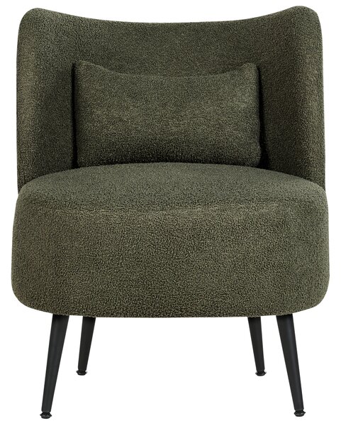 Kreslo tmavozelené buklé čalúnenie čierne nohy zaoblené operadlo retro glamour art deco štýl obývačka spálňa