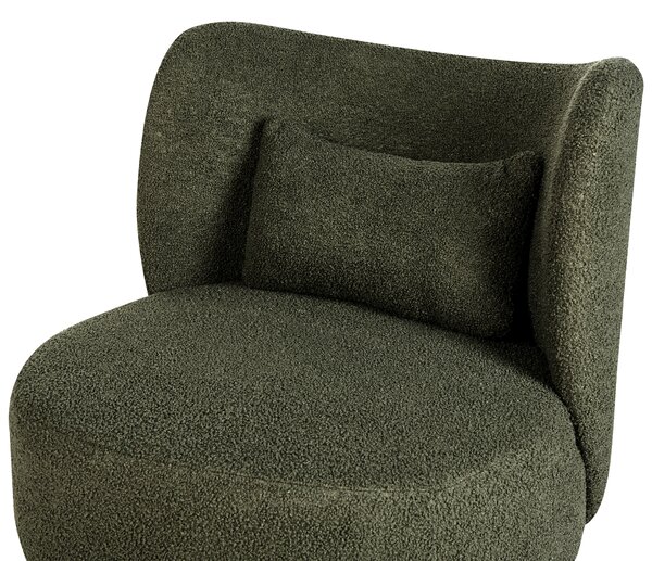 Kreslo tmavozelené buklé čalúnenie čierne nohy zaoblené operadlo retro glamour art deco štýl obývačka spálňa