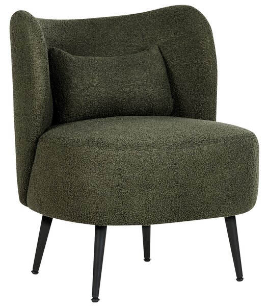 Kreslo tmavozelené buklé čalúnenie čierne nohy zaoblené operadlo retro glamour art deco štýl obývačka spálňa