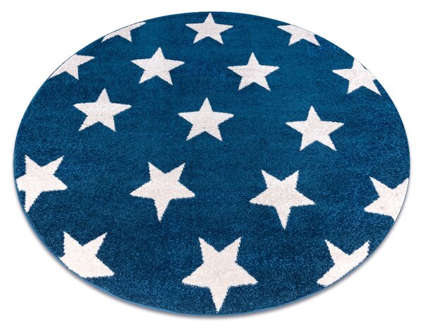 Okrúhly koberec SKETCH - FA68 Marocká ďatelina,Mreža, modro biela - hviezdy