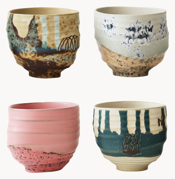 Ručne maľované šálky Artist Ceramics, 4 ks