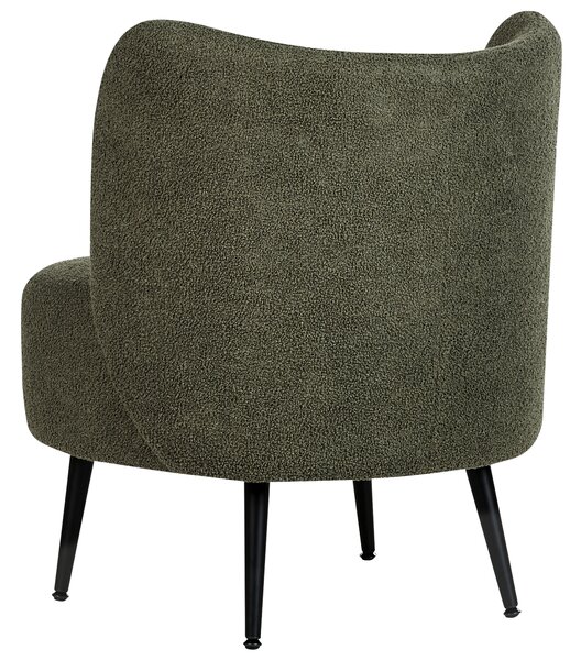Kreslo tmavozelené buklé čalúnenie čierne nohy zaoblené operadlo retro glamour art deco štýl obývačka spálňa