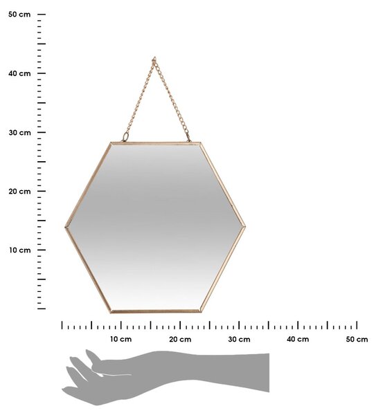 Závesné zrkadlo Hexagon, zlaté, sada 3ks