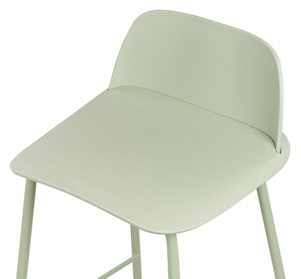 Sada 4 barových stoličiek svetlozelená syntetický materiál 90 cm plastové sedadlo kovové nohy moderný štýl kuchyňa jedáleň