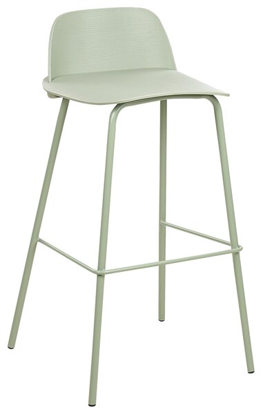 Sada 4 barových stoličiek svetlozelená syntetický materiál 90 cm plastové sedadlo kovové nohy moderný štýl kuchyňa jedáleň