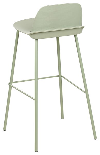 Sada 4 barových stoličiek svetlozelená syntetický materiál 90 cm plastové sedadlo kovové nohy moderný štýl kuchyňa jedáleň