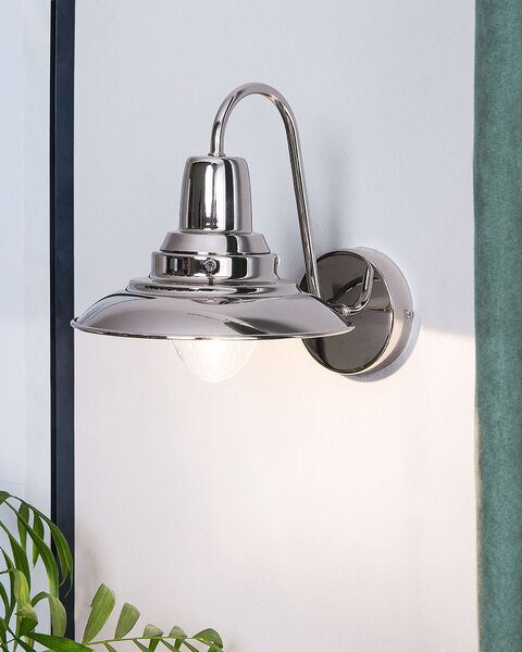 Nástenná lampa strieborná kovová industriálny vintage štýl osvetlenie na stenu