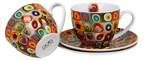 Porcelánová šálka s podšálkou Kandinskij Squares 270 ml sada 2ks