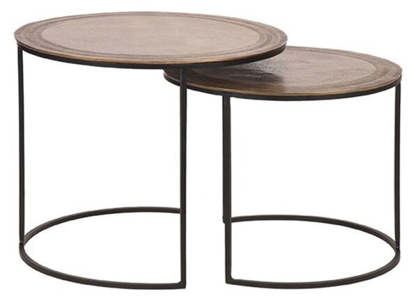 Kovové okrúhle konferenčné stolíky v bronzovej farbe v súprave 2 ks ø 55 cm Circle – LABEL51