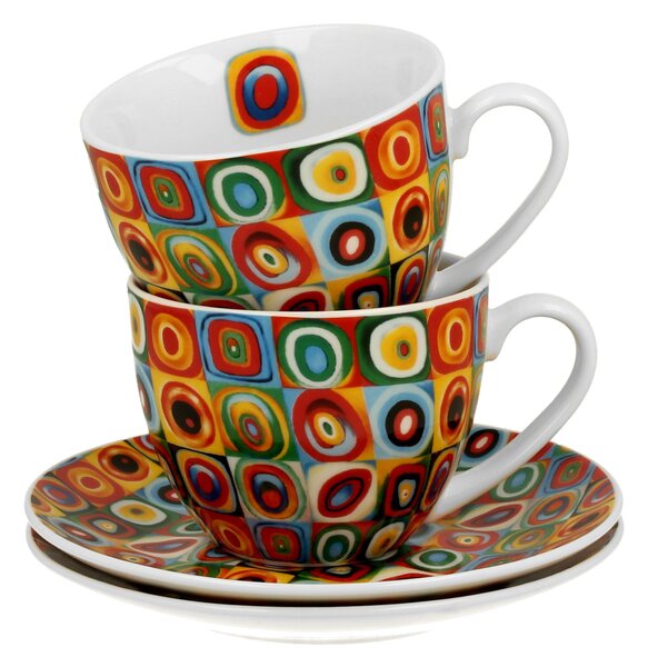 Porcelánová šálka s podšálkou Kandinskij Squares 270 ml sada 2ks