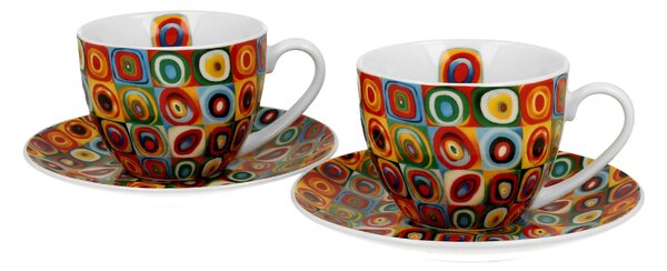 Porcelánová šálka s podšálkou Kandinskij Squares 270 ml sada 2ks