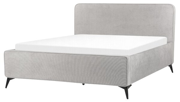 Rám postele s čelom svetlosivé polyesterové čalúnenie čierne kovové nohy 160 x 200 cm klasický minimalistický štýl spálňa