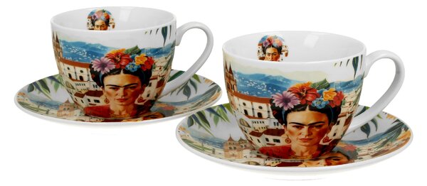 Porcelánová šálka s podšálkou Mexican Art Frida 270 ml sada 2ks