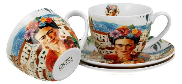 Porcelánová šálka s podšálkou Mexican Art Frida 270 ml sada 2ks