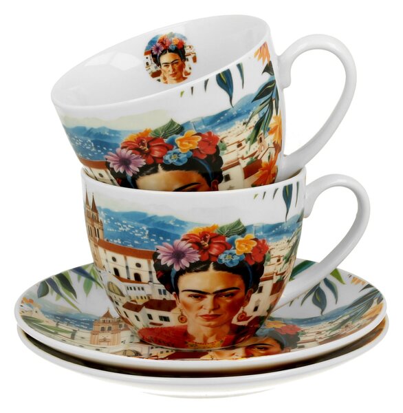 Porcelánová šálka s podšálkou Mexican Art Frida 270 ml sada 2ks