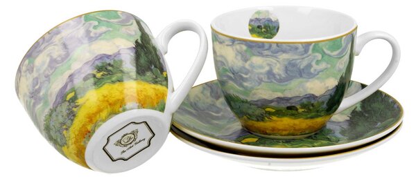 Porcelánová šálka s podšálkou Van Gogh Wheat Field 90 ml sada 2ks