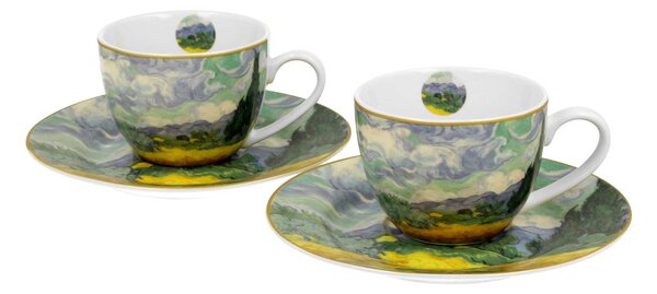 Porcelánová šálka s podšálkou Van Gogh Wheat Field 90 ml sada 2ks