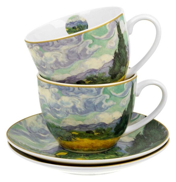 Porcelánová šálka s podšálkou Van Gogh Wheat Field 90 ml sada 2ks