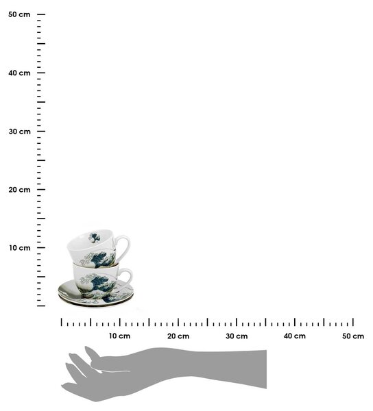 Porcelánová šálka s podšálkou Hokusai The Great Wave 90 ml sada 2ks