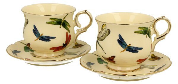 Porcelánová šálka na nohe s podšálkou Dragonfly 150 ml sada 2ks