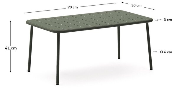 Oceľový Záhradný konferenčný stolík 50x90 cm Zivia – Kave Home