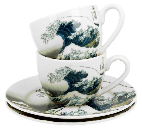 Porcelánová šálka s podšálkou Hokusai The Great Wave 90 ml sada 2ks