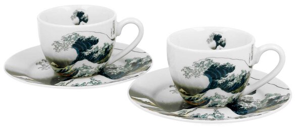 Porcelánová šálka s podšálkou Hokusai The Great Wave 90 ml sada 2ks