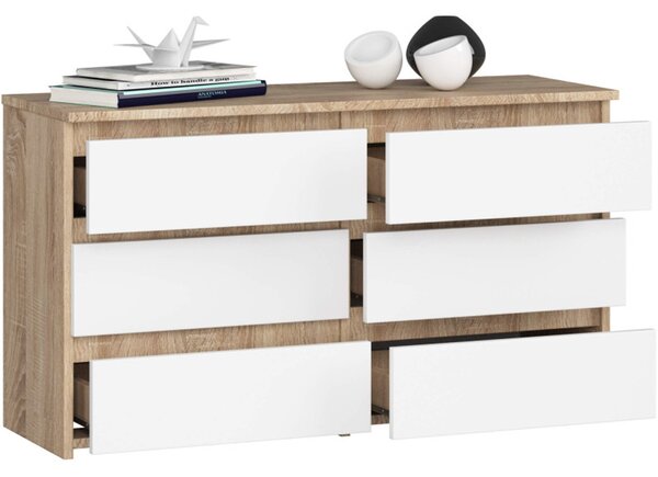 Komoda CL100 6SZ - dub sonoma/biela