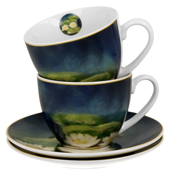 Porcelánová šálka s podšálkou Monet Nenufars 270 ml sada 2ks