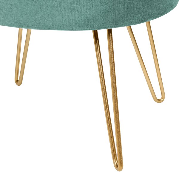 Taburet s úložným priestorom zelený zamat 42 x 42 x 44 cm zlaté kovové nohy čalúnený podnožka glamour moderný štýl obývačka